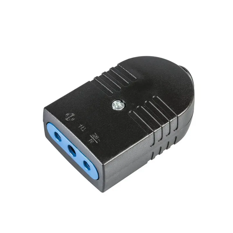 Presa elettrica 10 A 2P+T uscita cavo assiale nera Laatste Versie