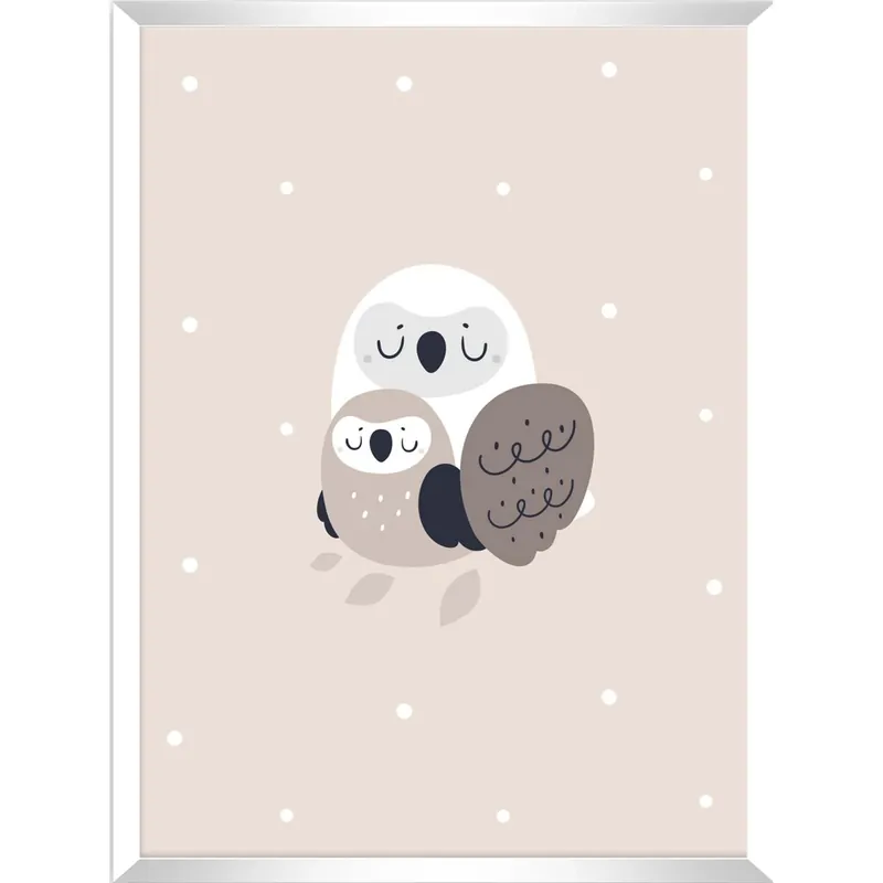 Dagaanbieding Stampa con cornice Owl bianco 30x40 cm