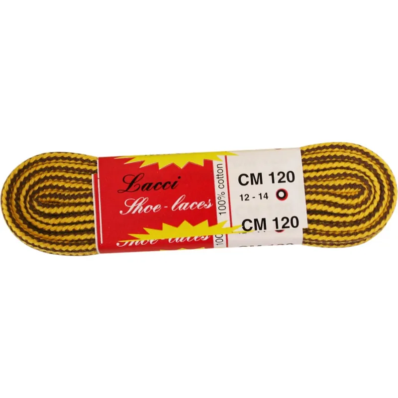 2 lacci treccia tondi 120 cm giallo e marrone Koop Vandaag