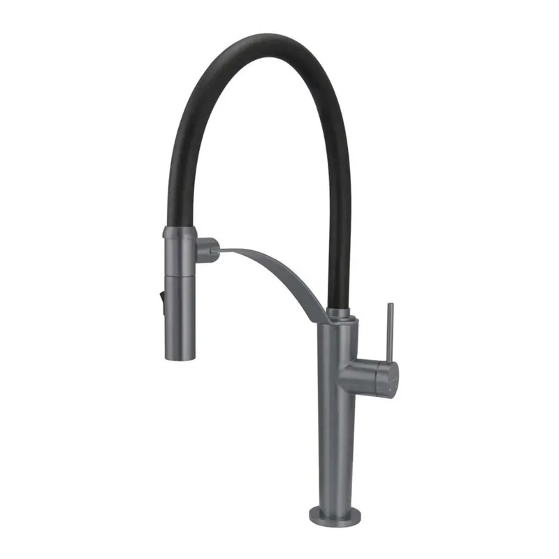Populair Rubinetto da cucina bocca elastica 2 getti Idrostile titanio