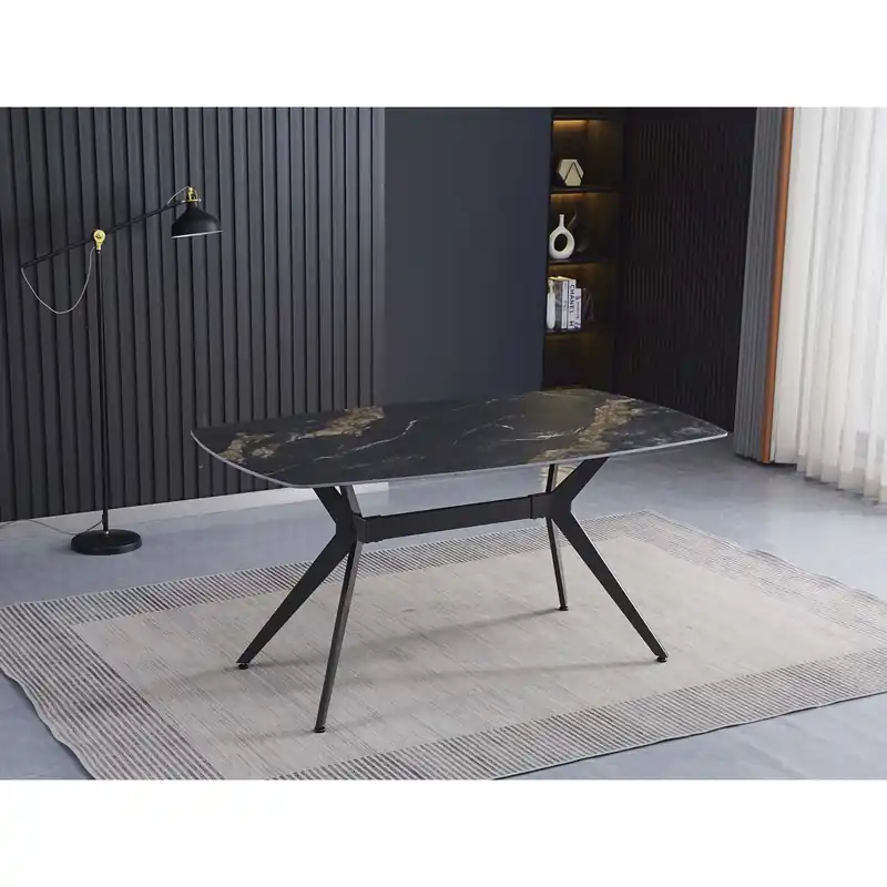 Rechtstreeks Van De Fabrikant Tavolo da pranzo fisso Callista marmo nero 160x90x76 cm