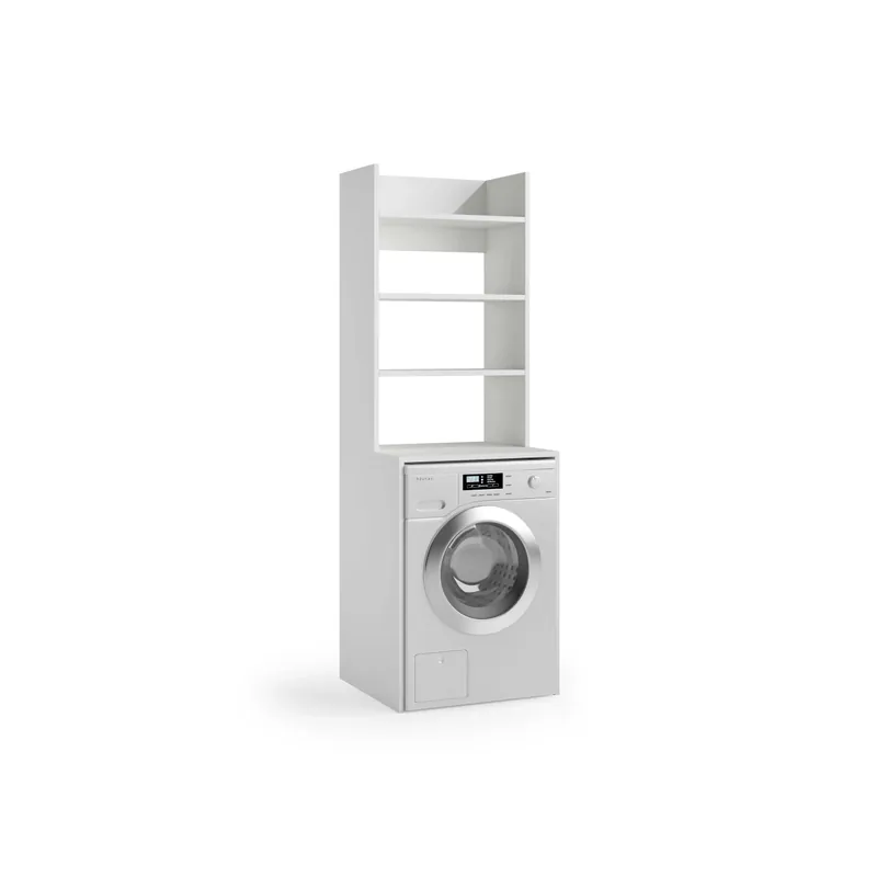 Mobile lavatrice e asciugatrice 2 ripiani 65x58x195 cm bianco Veilige Betaling