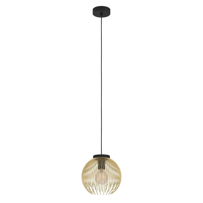 Lampadario a sospensione Eglo Venezuela Ø23,5xH110 cm acciaio nero oro Premium