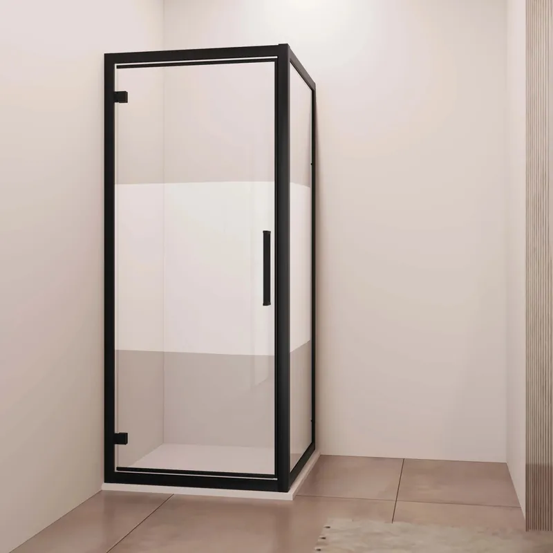 Porta battente reversibile doccia Lux 77/83 cm nero opaco Lage Kosten