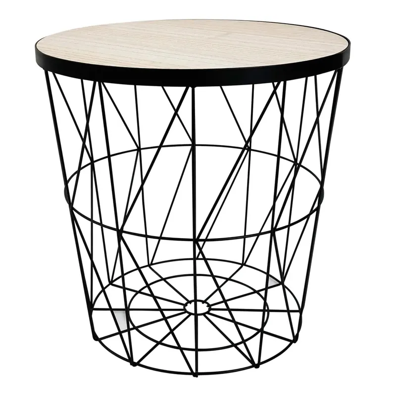 Gereduceerde Prijs Tavolino contenitore kaori con top in mdf Ø 38X40 cm nero