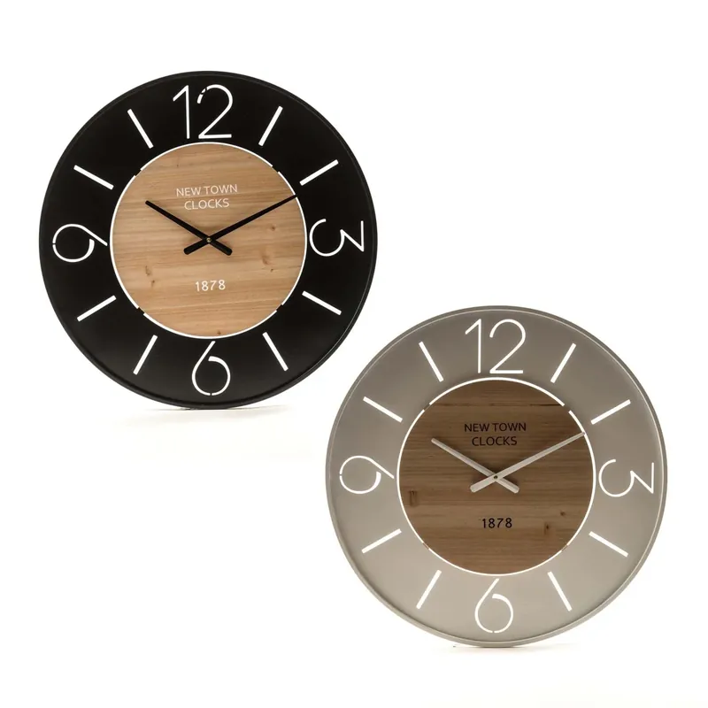 Orologio da parete in metallo e legno Ø60 cm assortito Hete Deal