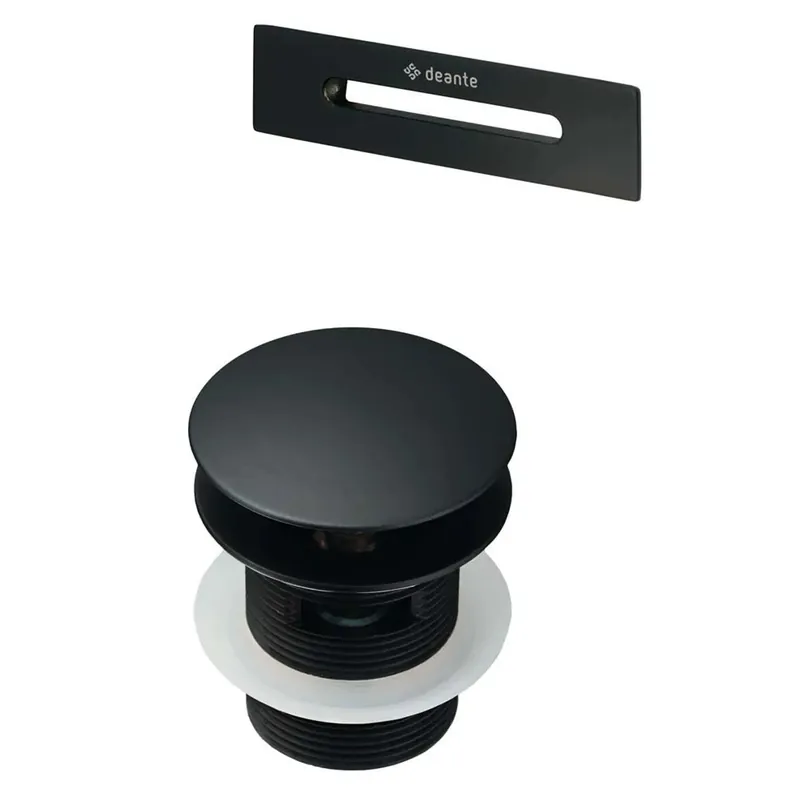 Kit per vasca piletta e tappo troppopieno vasca nero Seizoensaanbieding