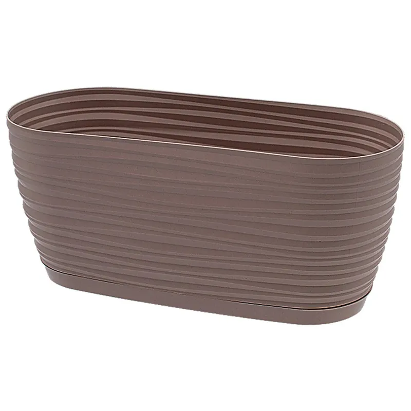 Koop Vandaag Cassetta portafiori Sahara in plastica con sottovaso 12x27x13 cm tortora