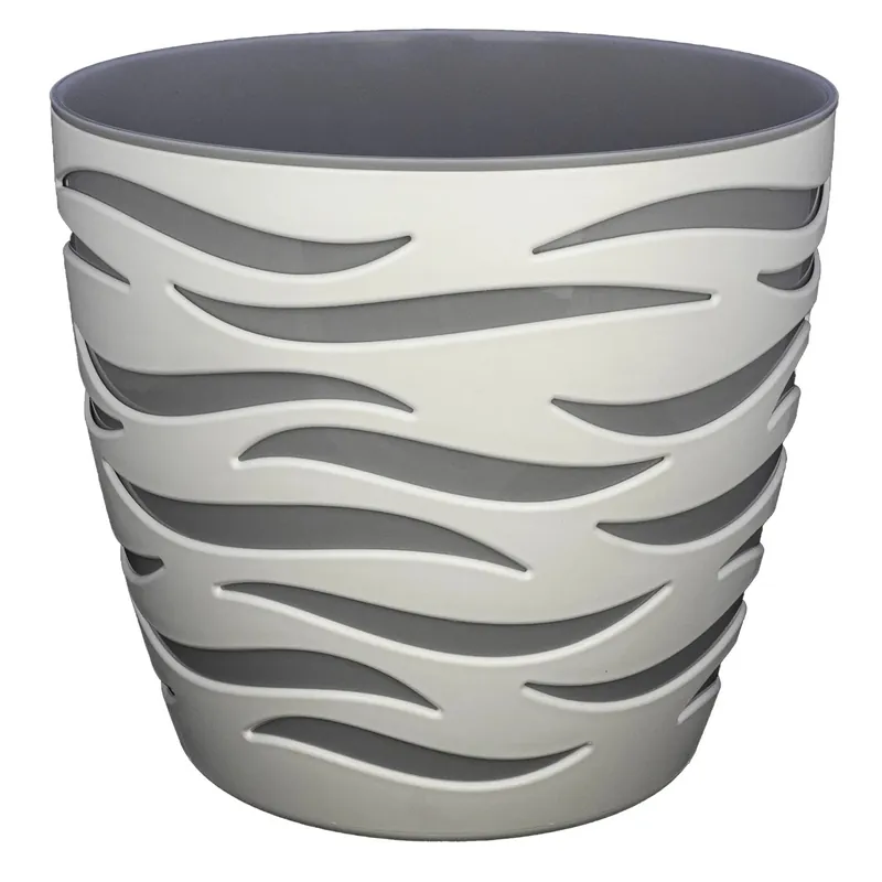 Premium Vaso da interno Sahara Duo in plastica ø 28 cm bianco/platino
