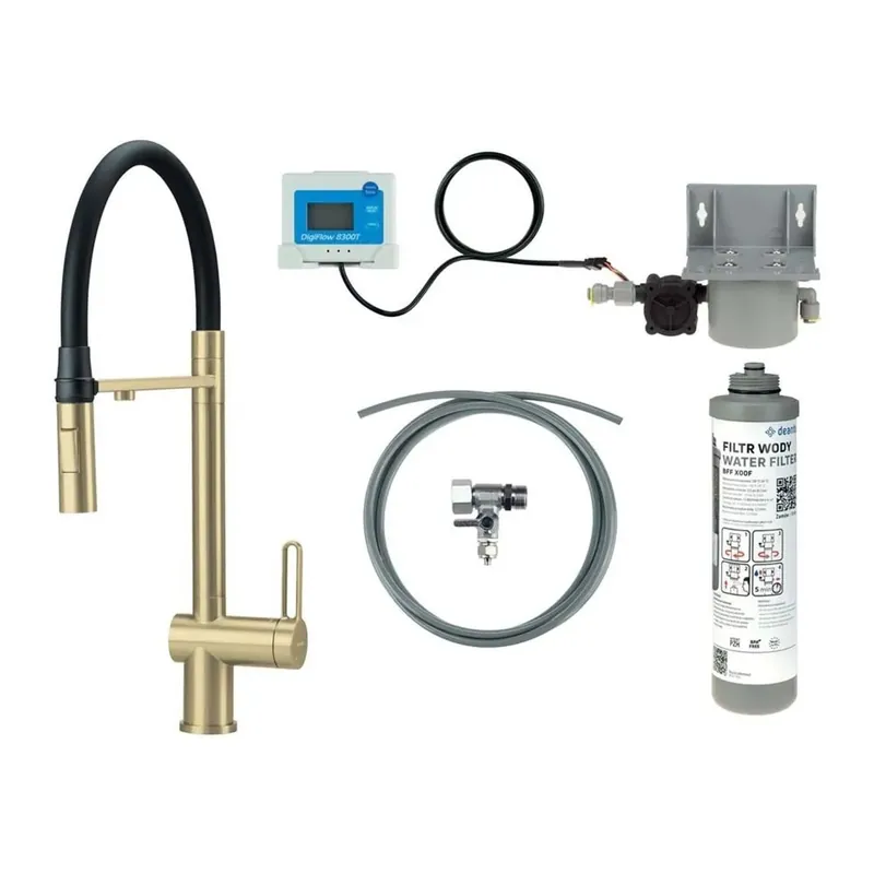 Rubinetto da cucina filtro bocca elastica Idrostile oro spazzolato Premium
