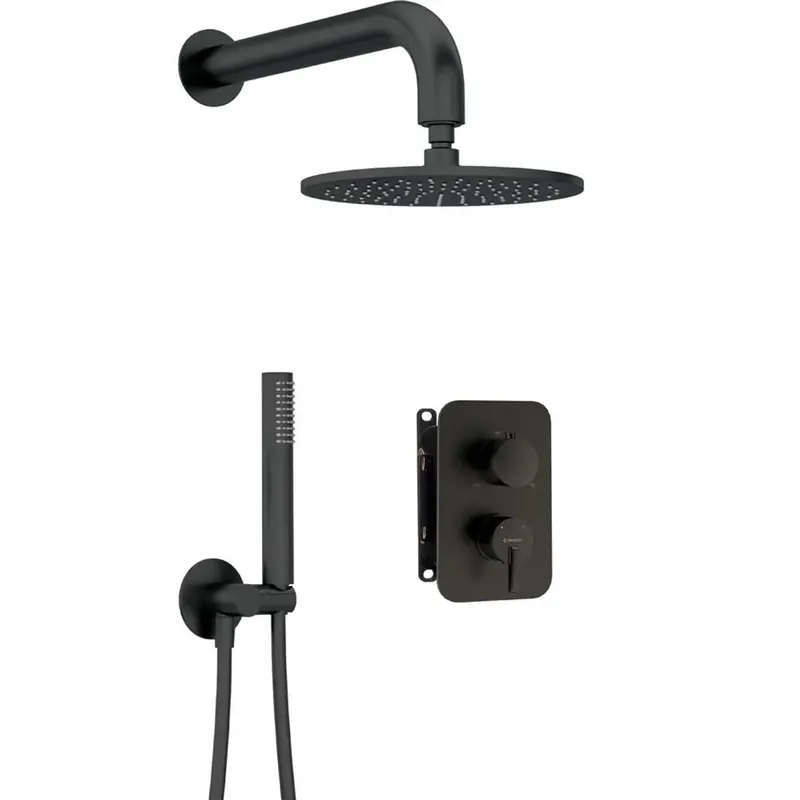Set doccia incasso Idrostile Limonar con box e soffione 250 mm nero Veilige Betaling