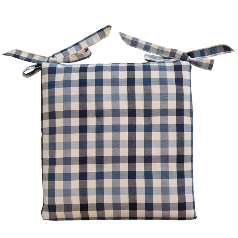 Cuscino coprisedia sfoderabile con lacci quadri 40x40x5 cm blu Laatste Versie