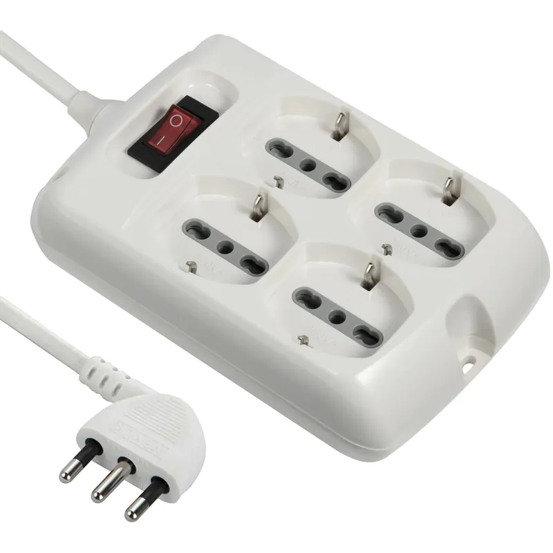 Ciabatta elettrica 4 prese con interruttore cavo 1,5 m H05VV-F 3G1 bianco Voordeelprijs