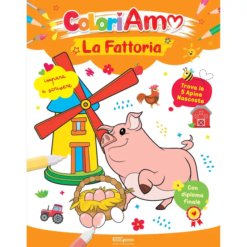 Beperkt Aanbod Album Coloriamo la Fattoria 32 pagine per bambini con diploma