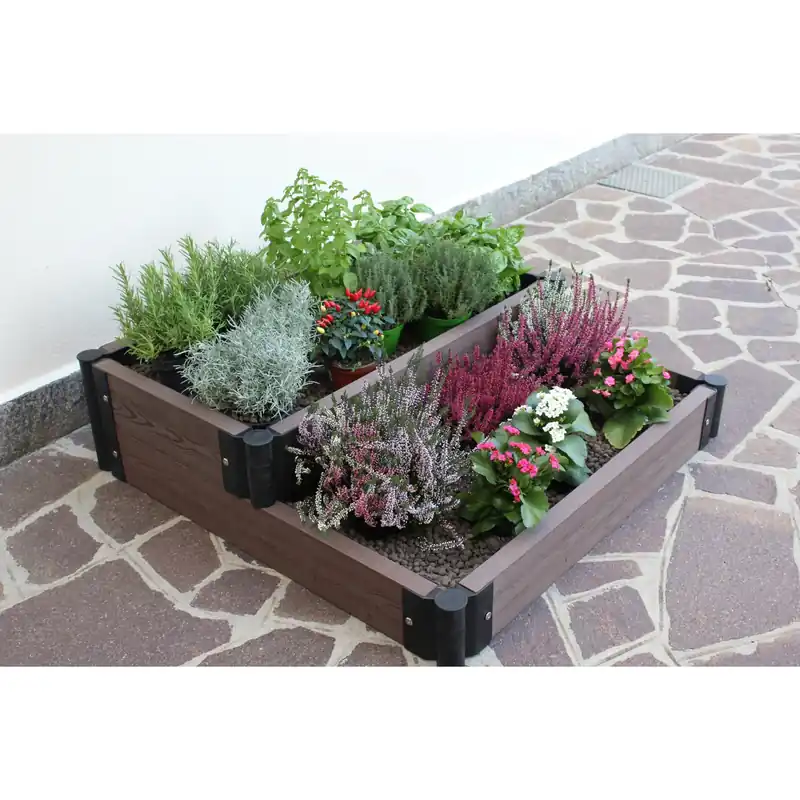 Gratis Retour Bordura modulare in WPC, marrone, 1 x 1 m