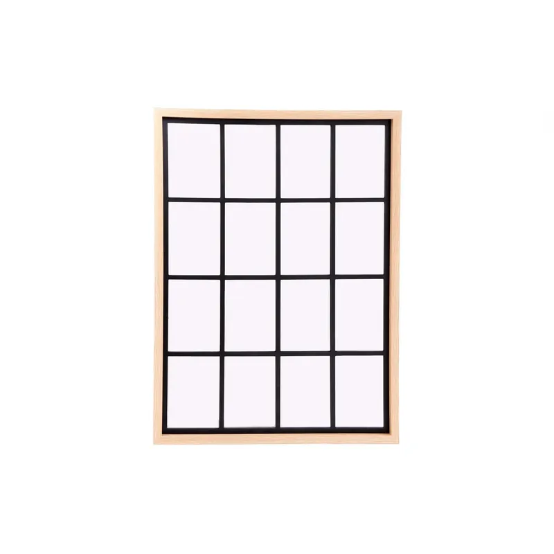 Specchio da parete con grata naturale 80x60x2,5 cm marrone Op = Op
