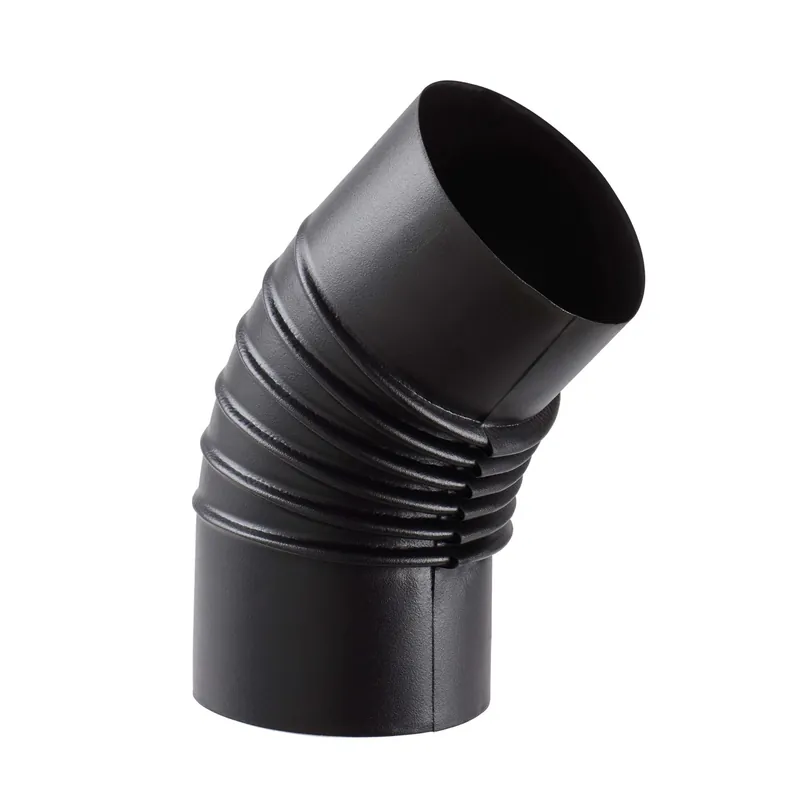 Tubo curva porcellanata pieghettata nero opaco 45° Ø 10 cm Actieprijs