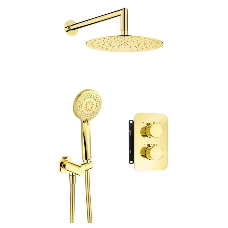 Koopje Set doccia termostatico incasso Idrostile Camarioca box 250 mm oro