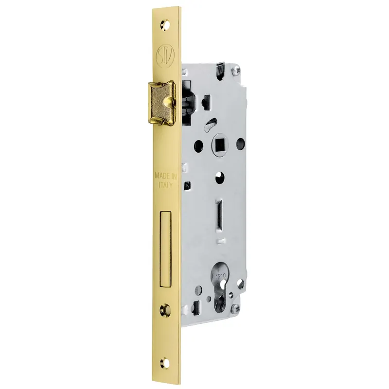 Serratura patent quadra con foro cilindro finitura ottonata Weekendaanbieding