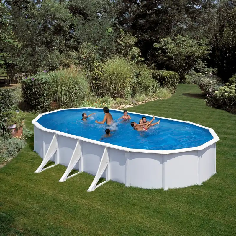 Piscina ovale bianca 730x375x120 cm con filtro a sabbia Premium