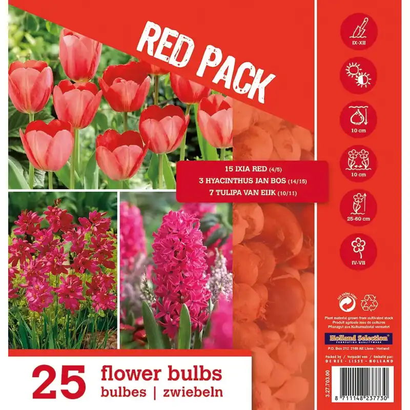 Bulbi piante a fiuritura primaverile mix Color Pack Red 25 pz Bestel Nu