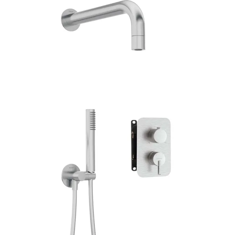 Set doccia incasso Idrostile Limonar box e soffione 42 mm acciaio spazzolato Merkproduct