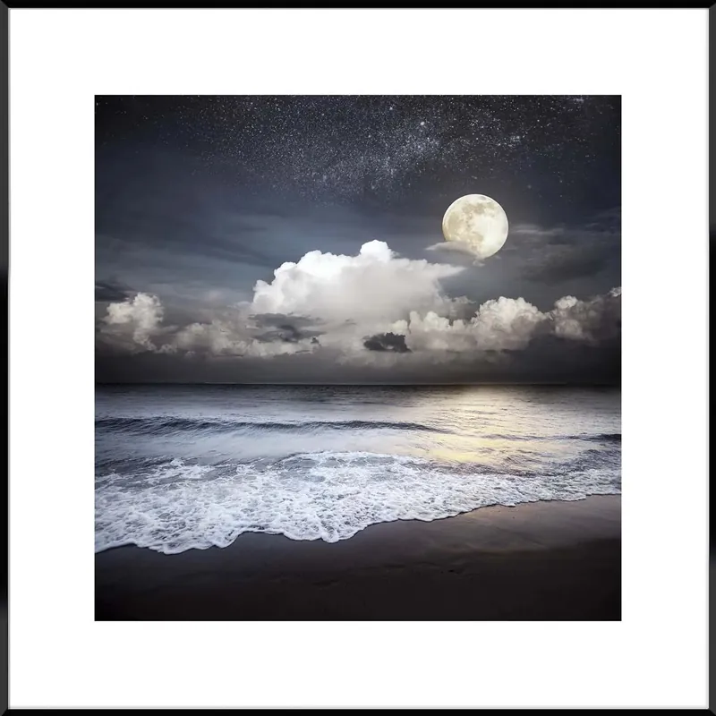 Stampa con cornice Artbox Moon beach nero 50x50 cm Dagaanbieding
