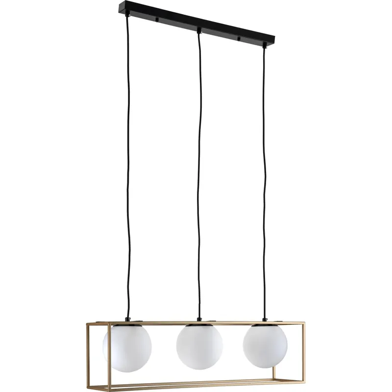 Lage Kosten Lampadario a sospensione Jera 3 luci E14 da 42W metallo oro nera Ø 70x120 cm