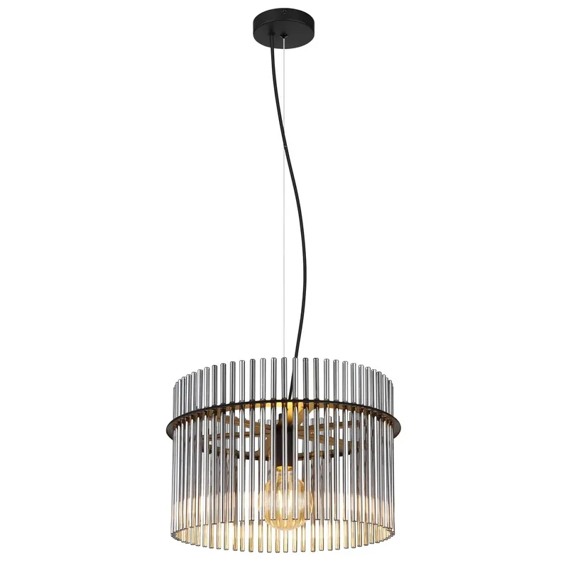 Lampadario a sospensione Gorley metallo nero/fumè Ø 40 x H 150 cm Veilige Betaling