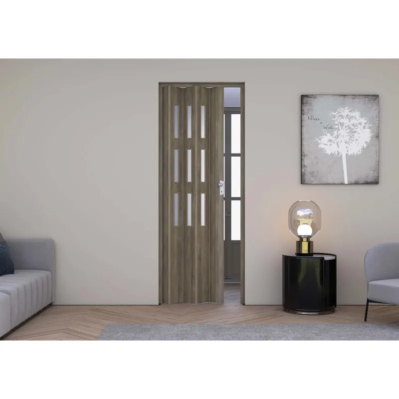 Porta a soffietto Maya Vetrata in PVC stampa 3D 83,5x214 cm rovere Cognac scuro Laatste Kans