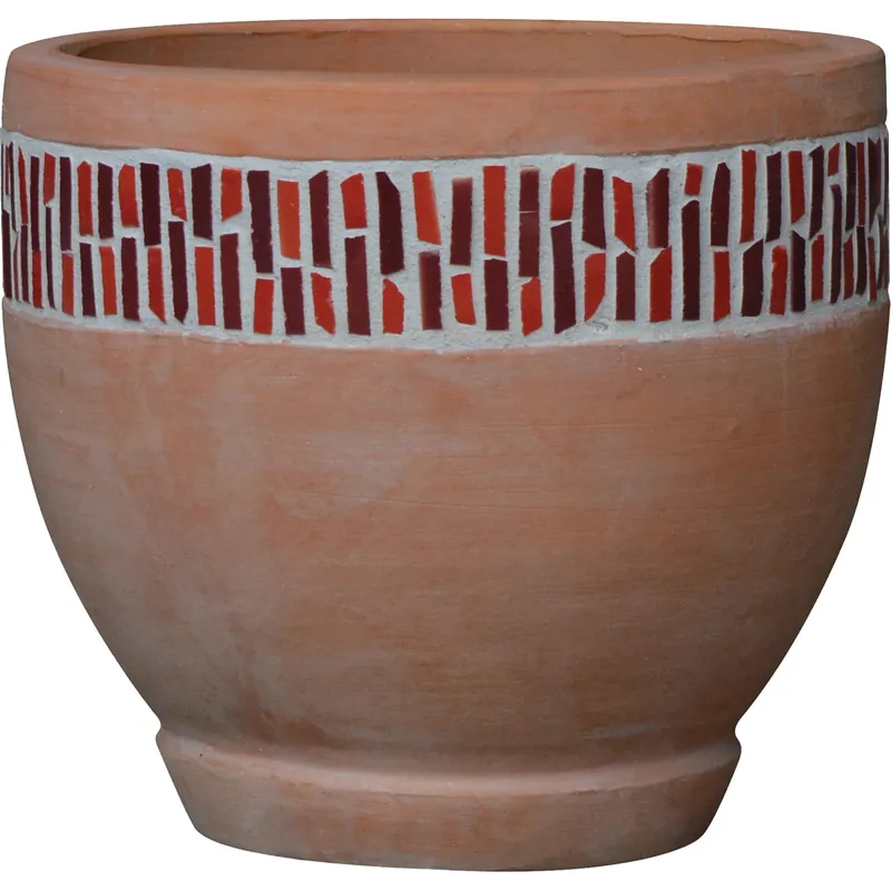 Vaso terracotta con mosaico rosso 32x32x28 cm Direct Beschikbaar