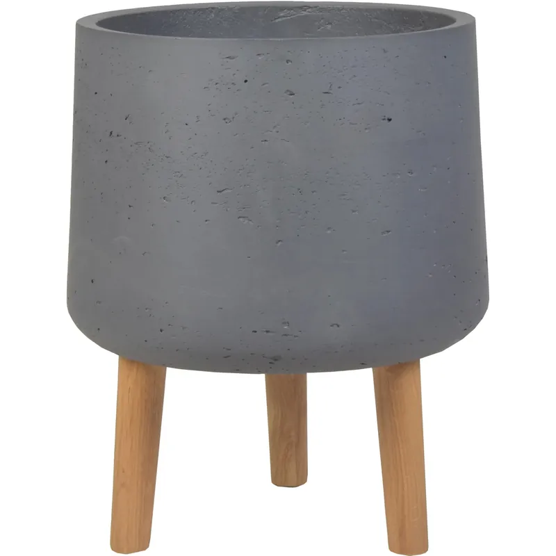 Vaso per piante in cemento antracite con treppiedi 28x28x34 cm Finale Uitverkoop