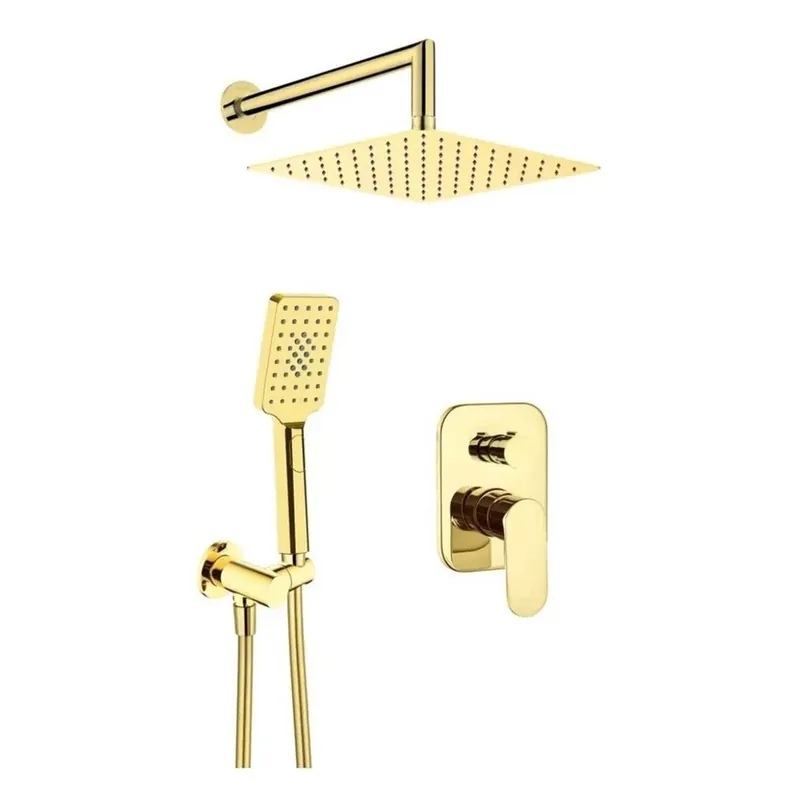 Set doccia incasso Idrostile Batabanó 250x250 mm oro Beperkt Aanbod