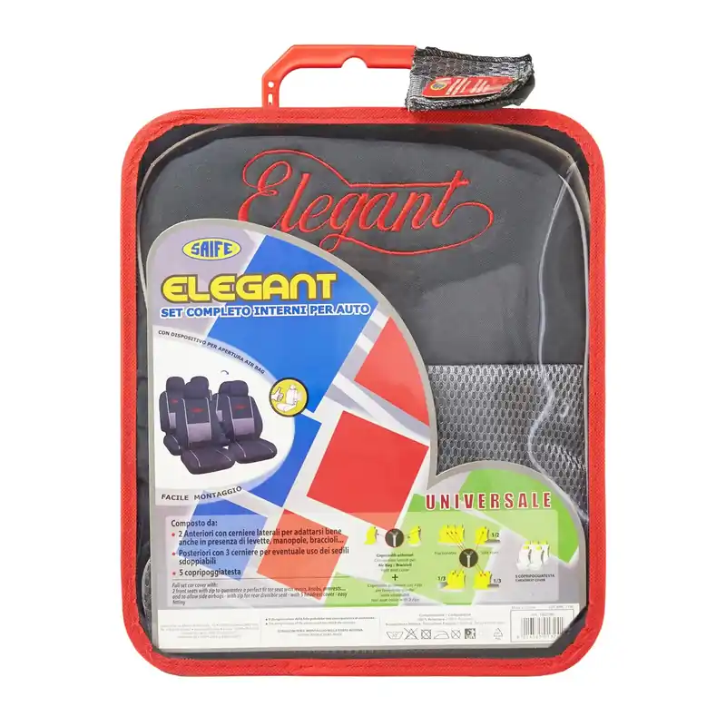 Populair Set fodere completo per sedili auto con copripoggiatesta grigio