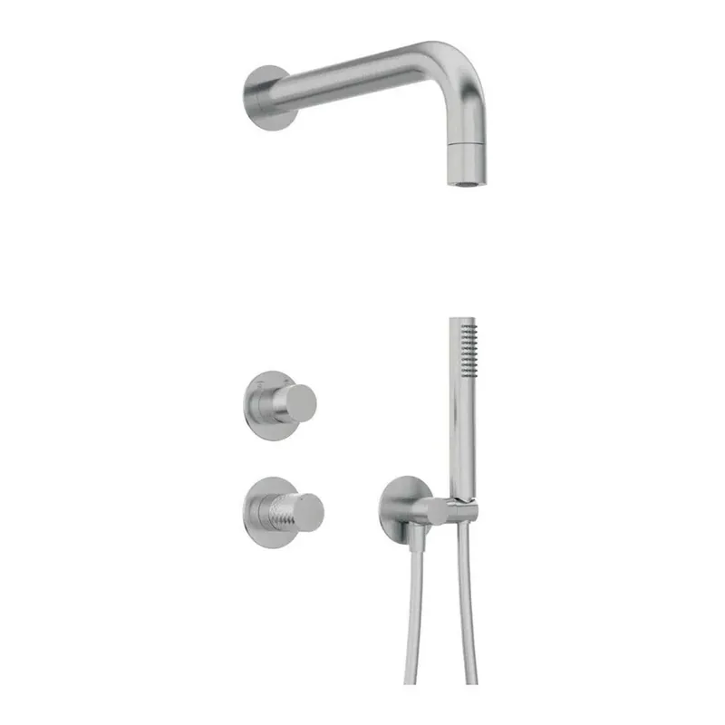 Laatste Versie Set doccia incasso Idrostile Limonar soffione 42 mm acciaio spazzolato