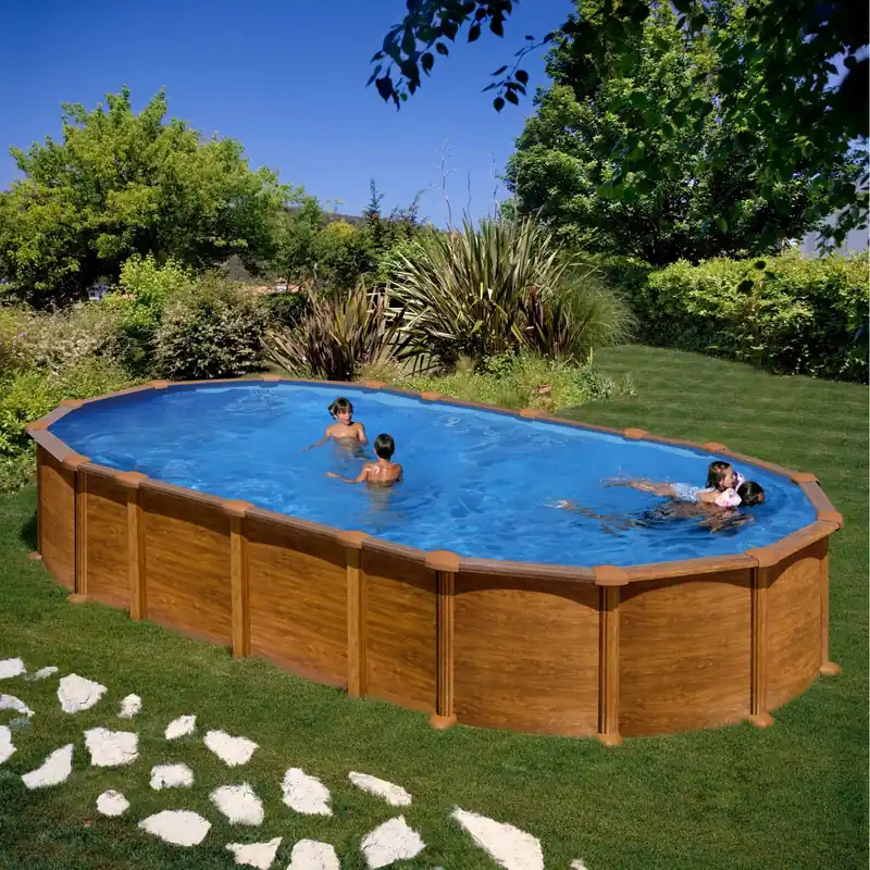 Alleen Vandaag Piscina ovale decorazione legno 730x375x132 cm con filtro a sabbia