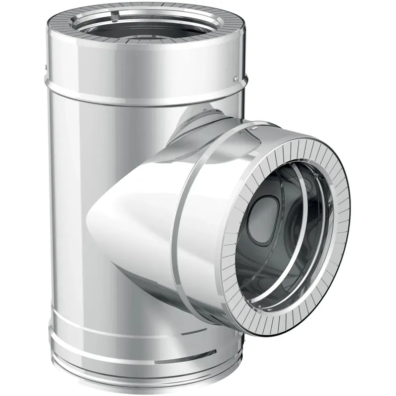 Raccordo a t 90° diam.80/130 femm - femm inox sp.0,5 mm doppia parete Lage Kosten