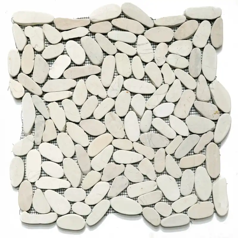 Aanbieding Mosaico decorativo Ovalepiatto pietra bianca 30 cm x 30 cm