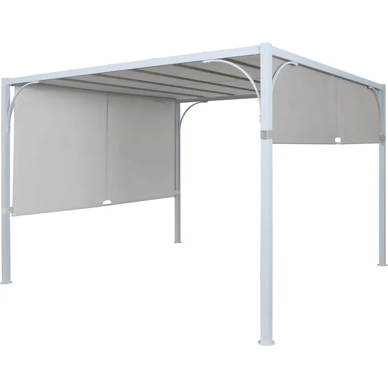 Pergola in acciaio Tilcara con tetto scorrevole L298xP298xH210 cm beige Gratis Retour