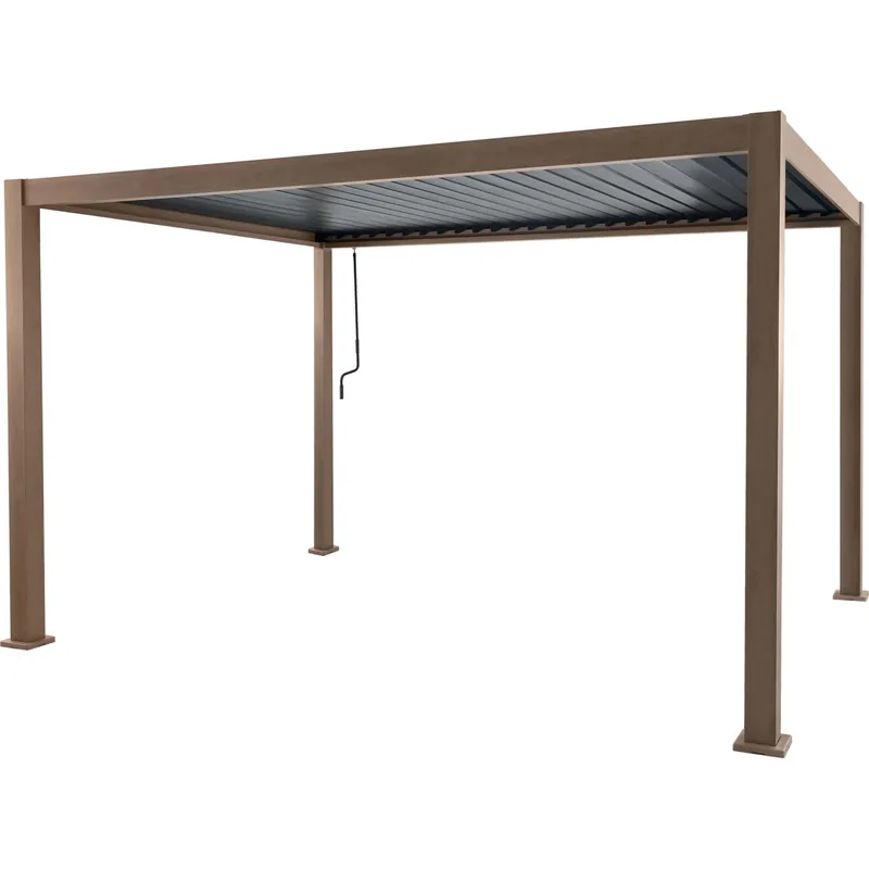 Pergola in alluminio Myara L394xP296xH250 cm legno chiaro Nieuw