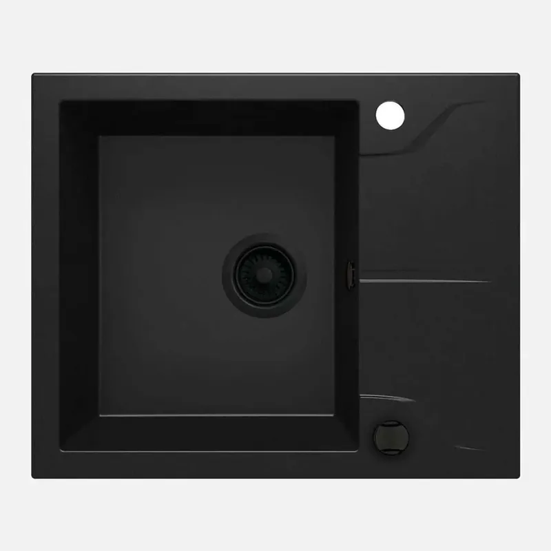 Snelle Levering Lavello 1 vasca gocciolatoio quadrato Idrostile Florida 490x194 mm Nero