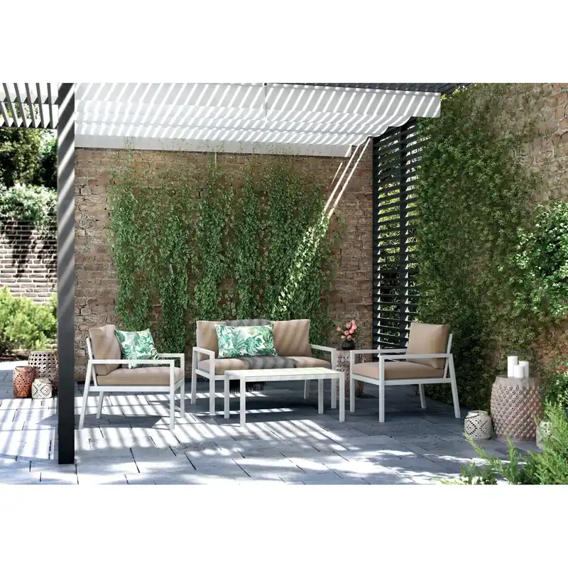 Flitsaanbieding Salotto da giardino caffè Noralee in acciaio 4 posti