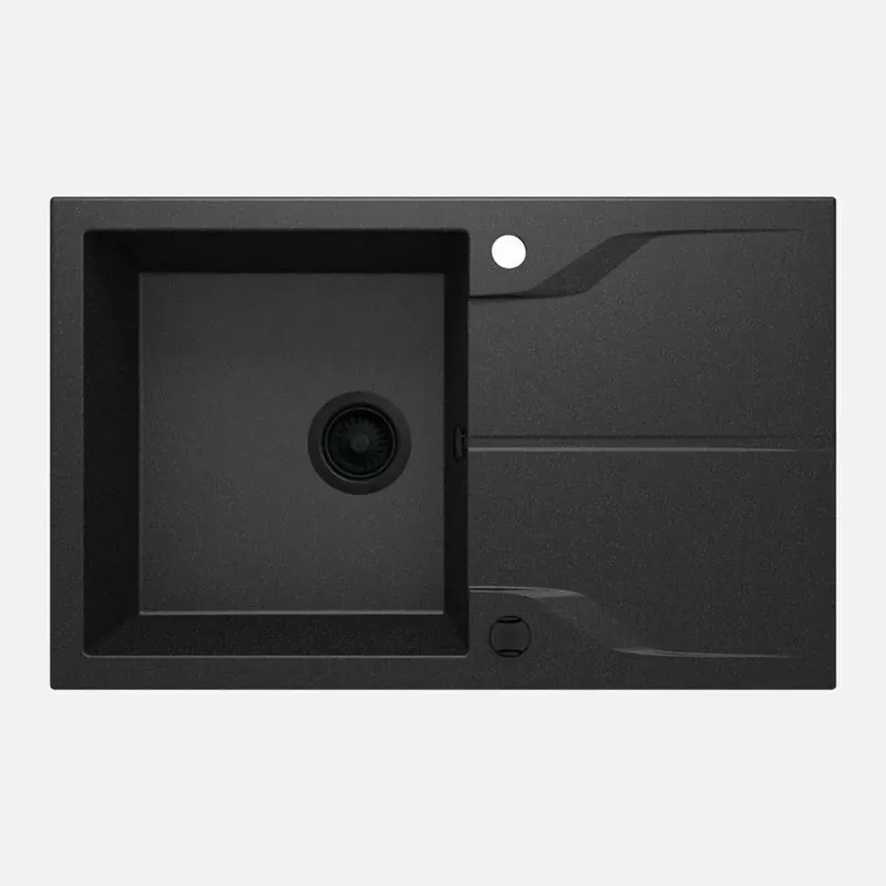 Lavello 1 vasca con gocciolatoio rett Idrostile Florida 490x194 mm Grafite Met Bestel Nu