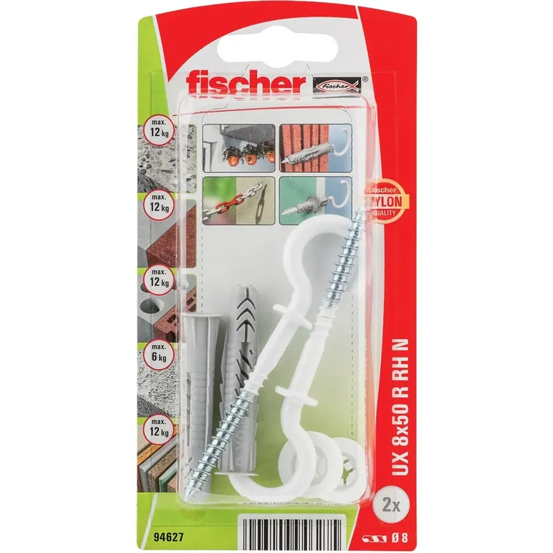 Gecertificeerd Tassello universale Fischer UX Ø 8 mm con occhiolo aperto 2 pz