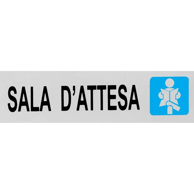 Targa adesiva "Sala d`attesa" vinile rigido 4 x 15 cm grigia Bestseller