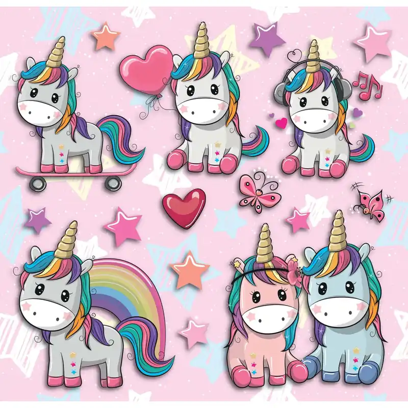 Adesivo decorativo per parete 3D Lovely Unicorn 31x31 cm Alleen Vandaag