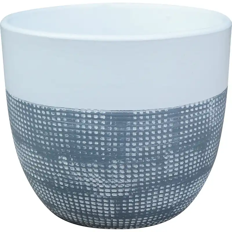 Gecertificeerd Portavaso da interno in ceramica Ø 13,5 x H 12,5 cm bianco e grigio sporco