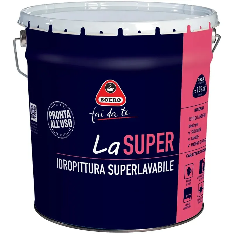 Idropittura superlavabile Boero fai da te LaSUPER bianco 14 l Laatste Kans
