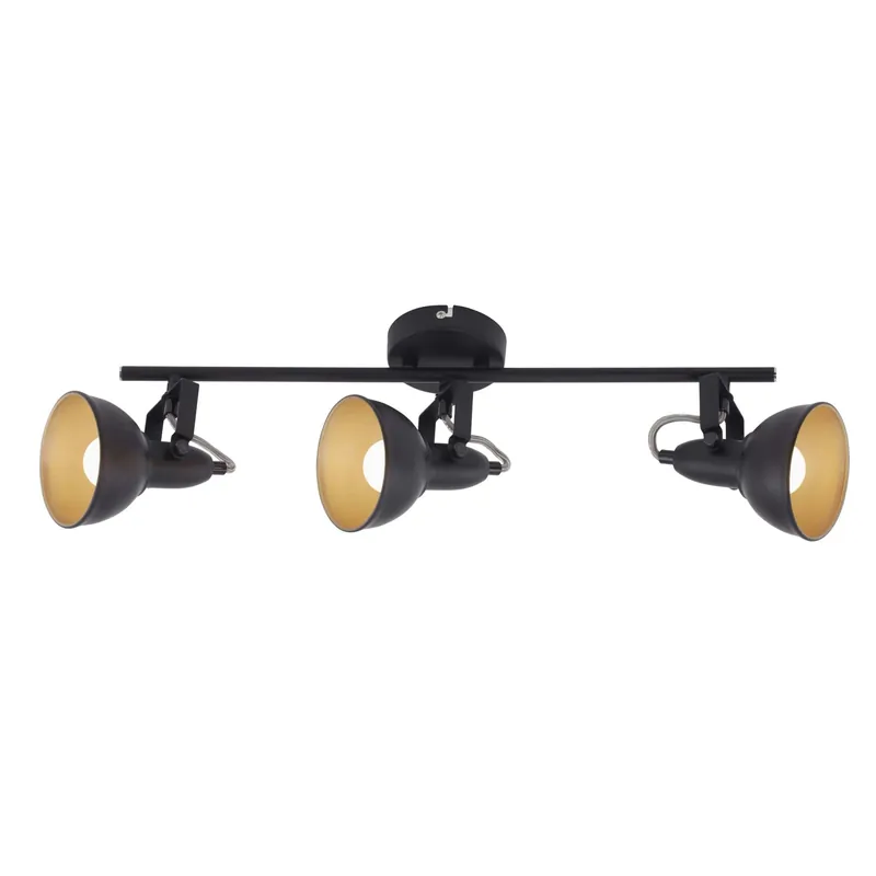 Populair Barra 3 faretti orientabili Soft in metallo oro e nero E14