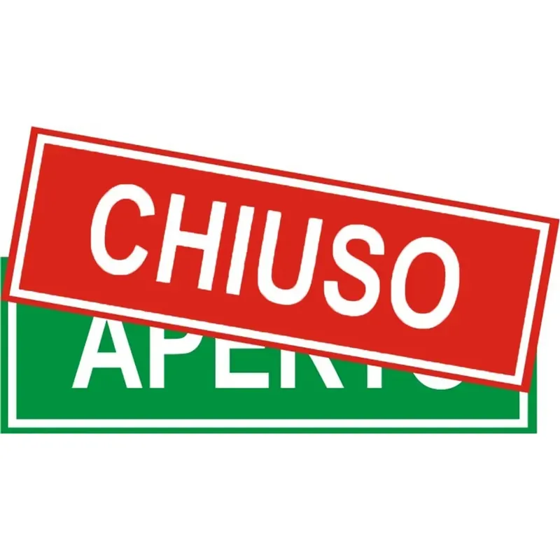 Targhetta bifrontale di informazione con catenella "Aperto/Chiuso" PP 23 x 10 cm Laatste Kans